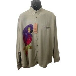 NWT PUCHO IGLESIAS XL/5 Vintage Artist designed men's rare shirt parrots birds
